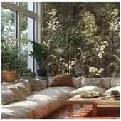 Living Walls Vliestapete "Fototapete Dschungeloptik Dunkelgrün erweiterbar" floral strukturiert