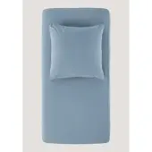 Hessnatur Perkal Spannbettlaken in graublau | Gr.: 140-160 x 200 cm