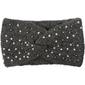 StyleBREAKER Stirnband "Strick Stirnband Perlen Metallic Faden und Knoten Detail" 1 Stk.
