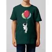 Wat? Apparel T-Shirt Little Balloon Astronaut in Dunkelgrün | Gr.: 122/128