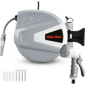 HENGDA Schlauchaufroller 20m Druckluftschlauchtrommel automatik Aufroller 8bar Anschluss Multifunktionale Wasserspritzpistole Druckluftschlauch Wandschlauchhalter
