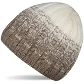 StyleBREAKER Strickmütze in Braun-Creme | Gr.: onesize