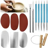 Jojomino 14-Teiliges Töpferwerkzeug-Set mit Silikon- und Edelstahlspachtel für Modellierer, Texturierer und Töpfer