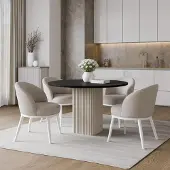 Design Möbel Beistelltisch CUBO Ø100 cm Metalltisch Wohnzimmertisch CASHMERE/SCHWARZ