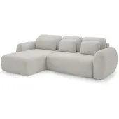 Fun-Möbel Ecksofa Schlafsofa Sofa GASTON in Stoff Puente Sandgrau Ottomane Links