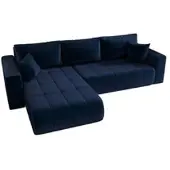 Fun-Möbel Ecksofa Schlafsofa CAMILA Stoff Monolith Dunkelblau Ottomane Links