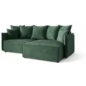 Fun-Möbel Ecksofa Schlafsofa Sofa MINEA in Stoff Poso Grün Ottomane Rechts