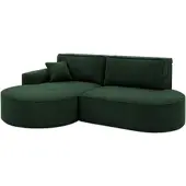 Fun-Möbel Ecksofa Schlafsofa Sofa VENEDIG Stoff Poso Grün Ottomane Links