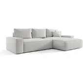 Fun-Möbel Ecksofa Schlafsofa Sofa WALKEN Stoff Quelle Weiss Ottomane Rechts
