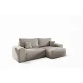Fun-Möbel Ecksofa Schlafsofa Sofa ARONA XS in Stoff Centaur Graubeige Ottomane Rechts