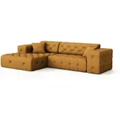 Fun-Möbel Ecksofa Designersofa CHANTAL in Stoff Opera Velvet Gelbgold Ottomane Links