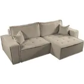 Fun-Möbel Ecksofa Schlafsofa FLOSI Stoff Raven Taupe Ottomane Rechts