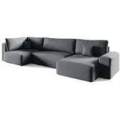 Fun-Möbel Wohnlandschaft mit Schlaffunktion ARONA XL Stoff Centaur Dunkelgrau Ottomane Rechts