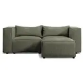 Fun-Möbel Ecksofa Designersofa NEVIO XS in Stoff Lincoln Moosgrün Ottomane Rechts