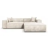Fun-Möbel Ecksofa Designersofa CARLOTA in Stoff Perfect Harmony Creme Ottomane Rechts
