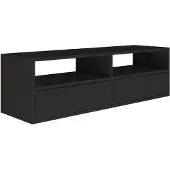 Selsey Framme – hängendes TV-Board mit zwei Klappen und offenen Ablagen, Schwarz, 100 cm