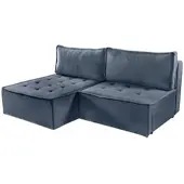 Fun-Möbel Ecksofa Schlafsofa AMALIA Stoff Raven Blau Ottomane Links