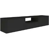 Selsey Framme – hängendes TV-Board mit drei Klappen und einer Ablage, Schwarz, 150 cm