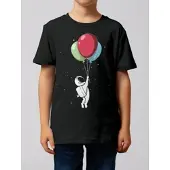 Wat? Apparel T-Shirt Little Balloon Astronaut in Schwarz | Gr.: 152-164