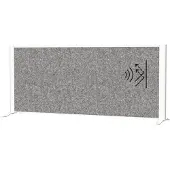 MAUL Akustik-Tischtrennwand MAULconnecto, Standfüße, B 1200 x T 40 x H 500 mm, Akustikvlies/Aluminium/Stahl, Vlies dunkelgrau/Profil weiß