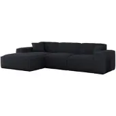 Fun-Möbel Ecksofa Designersofa CELES PREMIUM in Stoff Sven Dunkelblau Ottomane Links