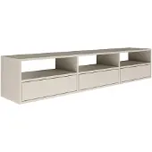 Selsey Framme – hängendes TV-Board mit drei Klappen und offenen Ablagen, Kaschmirgrau, 150 cm