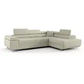 Fun-Möbel Ecksofa Schlafsofa Sofa MONARO Stoff Quelle Ecru Ottomane Rechts