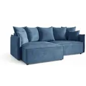 Fun-Möbel Ecksofa Schlafsofa Sofa MINEA in Stoff Poso Blau Ottomane Links