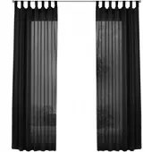 Gardinenbox SCHLAUFENGARDINEN Voile 2er Set 225x140 cm Schwarz