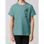 Wat? Apparel T-Shirt Pocket Pandas in Teal Monstera | Gr.: 98/104