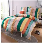 HEINE Bettwäsche in papaya-grün-bedruckt | Gr.: 155 x 220 + 80 x 80 cm