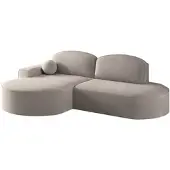 Fun-Möbel Ecksofa Schlafsofa Sofa GIRONA Stoff Salvador Hellgrau Ottomane Links