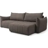 Fun-Möbel Ecksofa Schlafsofa ONTARIO in Stoff Poso Braun Ottomane Rechts