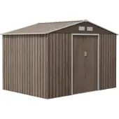 STILVORA Gerätehaus Stahl Braun 277x195x192 cm mit Schiebetüren, wetterfest
