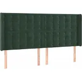 Syfax Kopfteil mit Ohren Dunkelgrün 203x16x118/128 cm Samt