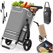 24MOVE Einkaufstrolley VEHLO 3in1 Trolley faltbarer Einkaufswagen mit Kühlfach, grau