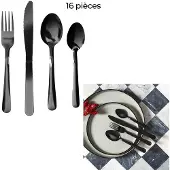 Home Deco Factory Harmony 16-teiliges schwarzes Besteckset