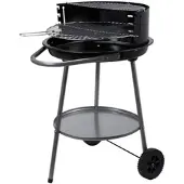 Wellhome - Runder Holzkohlegrill Ø51x82 cm mit Rädern und Windschutz