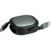 Roline USB 2.0 Aufrollbares Kabel, C-C ST/ST, schwarz, 1,2 m
