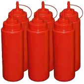 GVK 6 Stück rote Quetschflaschen 1 Liter Dosierflasche Spenderflasche Dressingflasche
