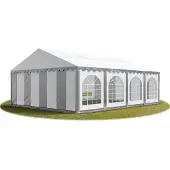 Sonstiges TOOLPORT Festzelt Partyzelt 6x8 m PREMIUM, hochwertige PVC Plane 750 N in grau-weiß 100% wasserdicht mit Bodenrahmen