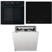Whirlpool Backofen OMK58CU1SB + Geschirrspüler WIC3C26F + Induktionskochfeld WSQ7360NE