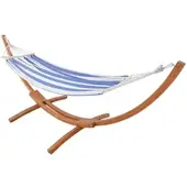 HOMAVO Hängematte mit Gestell & 2 Hängematte Maße 320x120x120 cm Blau