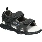 American Club XD187, Kinder Sandalen Klettverschluss Leder-Einlegesohle bequem, Schwarz 33