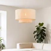 LumenXL Hängelampe Cavallo 2-lagig mit Leinen-Schirm - beige