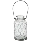 Boltze Vase Carter Glas Metallgeflecht klar Hängen H.21 cm