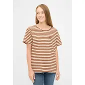 Derbe T-Shirt Franz Cherie Damen Beige Braun Streifenshirt GOTS Organic