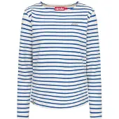 Derbe Streifenshirt Interstriped Damen Weiß Blau Langarmshirt GOTS Organic