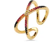 Luxenter Ring mit mehrfarbigen Zirkonia-Steinen, veredelt mit 18 Karat Gelbgold – Zadra