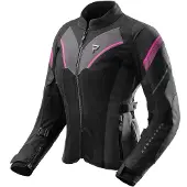 Rebelhorn Hiflow 5 wasserdichte Damen Motorrad Textiljacke, schwarz/grau/pink, 4XL